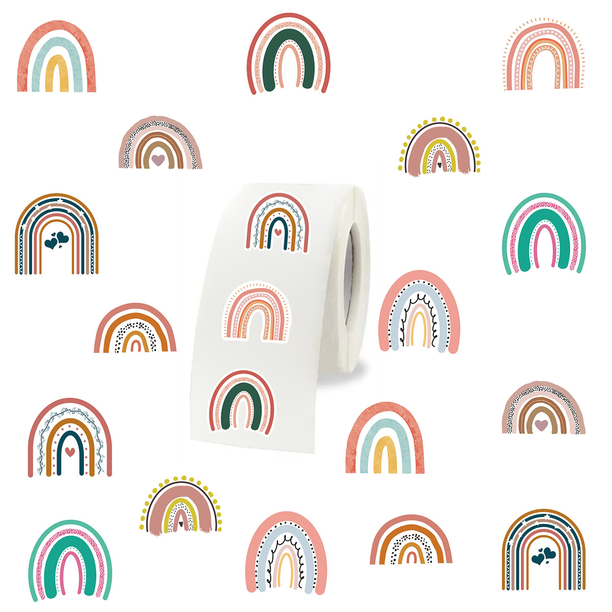 Colorful Heart Rainbow Stickers Cartoon Boho Rainbow Cloud - Temu