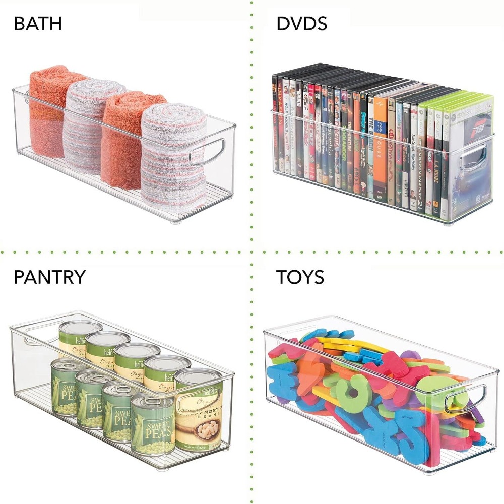 Vtopmart 4 Pack Food Storage Organizer Bins, Clear Plastic Bins for Pantry,  Kitchen, Fridge, Cabinet Organization and Storage, Compartment Holder