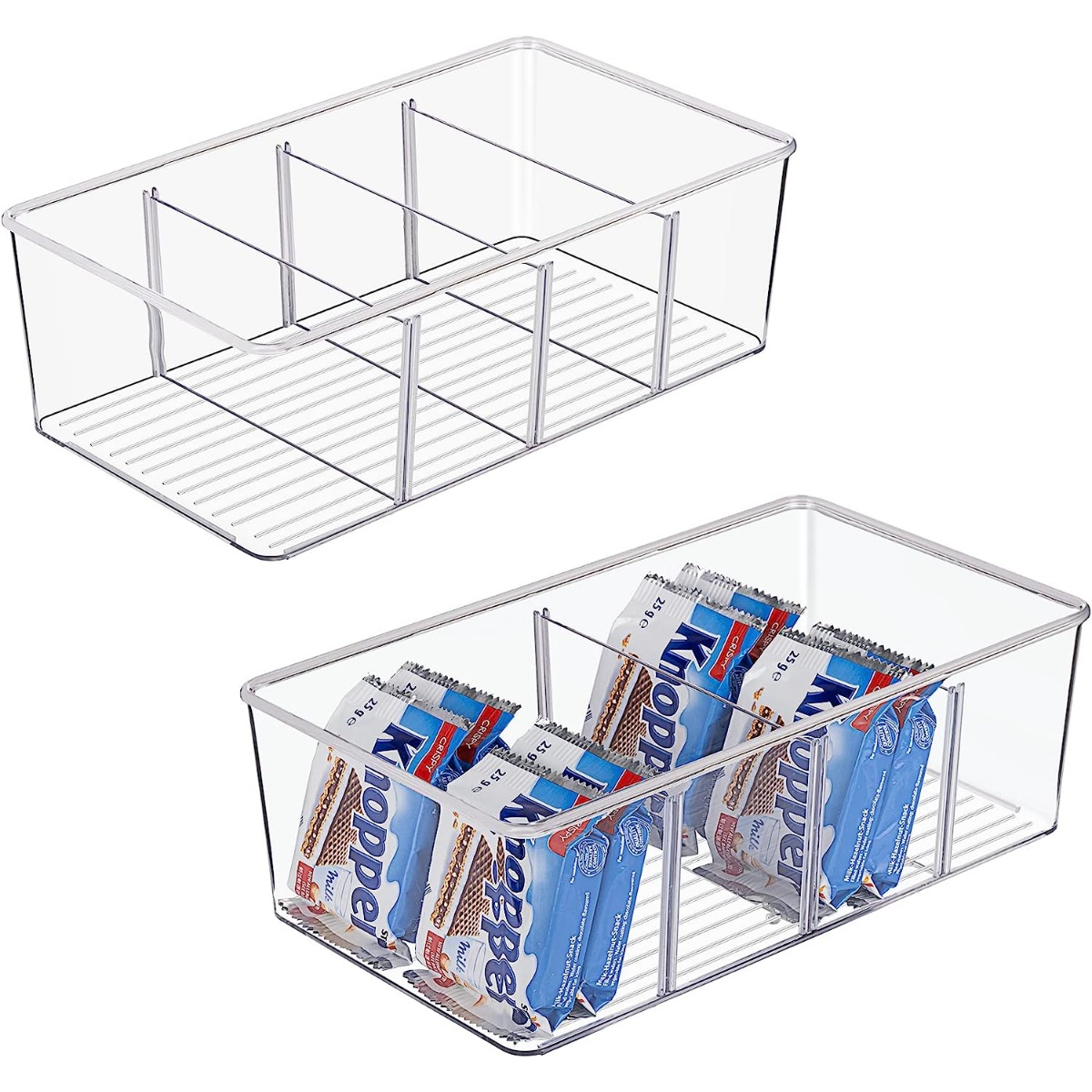 Food Storage Organizer Bins With 4 Compartments, Clear Plastic Storage Bins  For Pantry, Kitchen, Fridge, Cabinet Organization And Storage, For Packets,  Snacks, Pouches, Spice Packets Organization - Temu