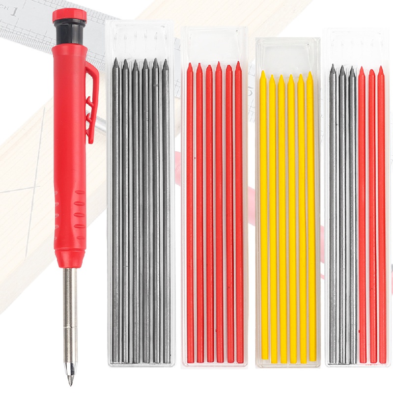 Solid Carpenter Pencil Set Deep Hole Marking Pencil Scriber Mechanical  Pencil Scriber Refill Drawing Pencils Woodworking Tools