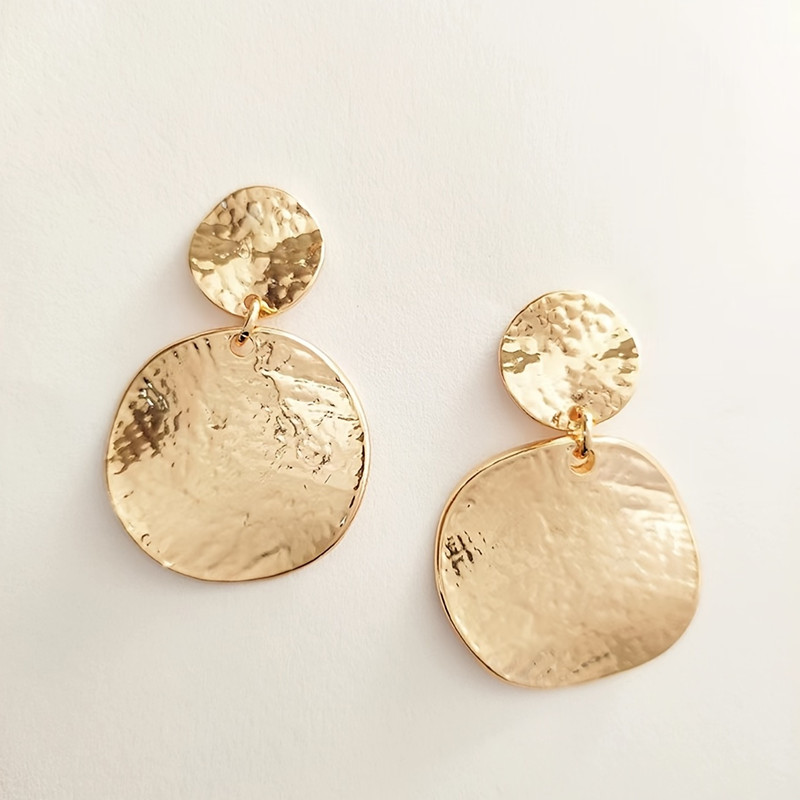 

Creative Golden-plated Matte Disc Earrings For Women