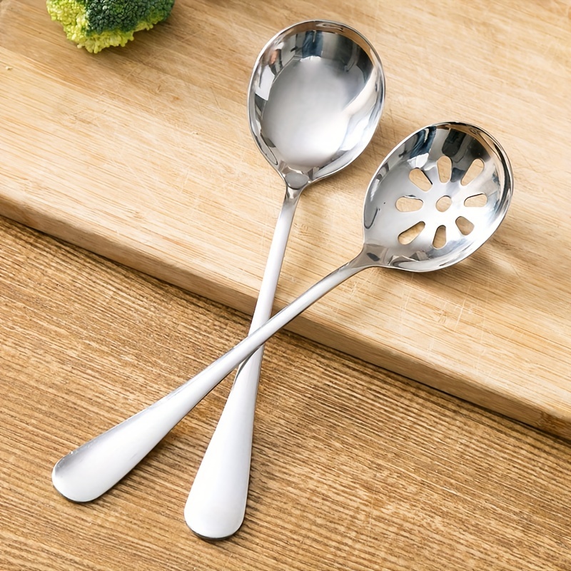 Stainless Steel Serving Spoon Set With Slotted Spoon Serving - Temu