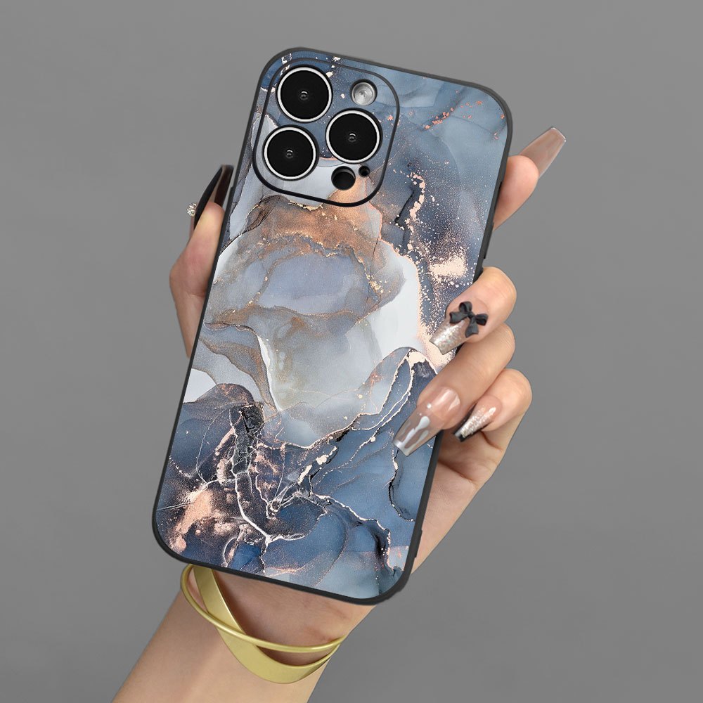 

1pc Phone Case With Pink And Gray Marble Graphic Anti-fall For 14 13 12 11 Pro Max Xs Max X Xr 8 7 6 6s Mini Plus Gift For Birthday