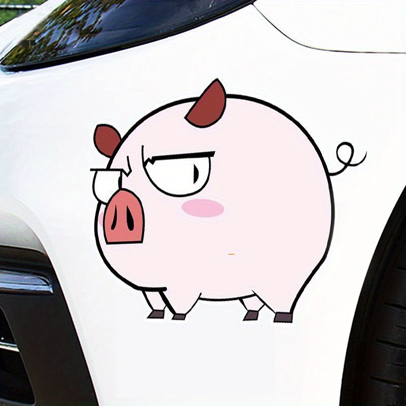 Cartoon Kreatives Tierdesign Schwein Niedlich Lustige Dekoration  Elektroauto-Aufkleber