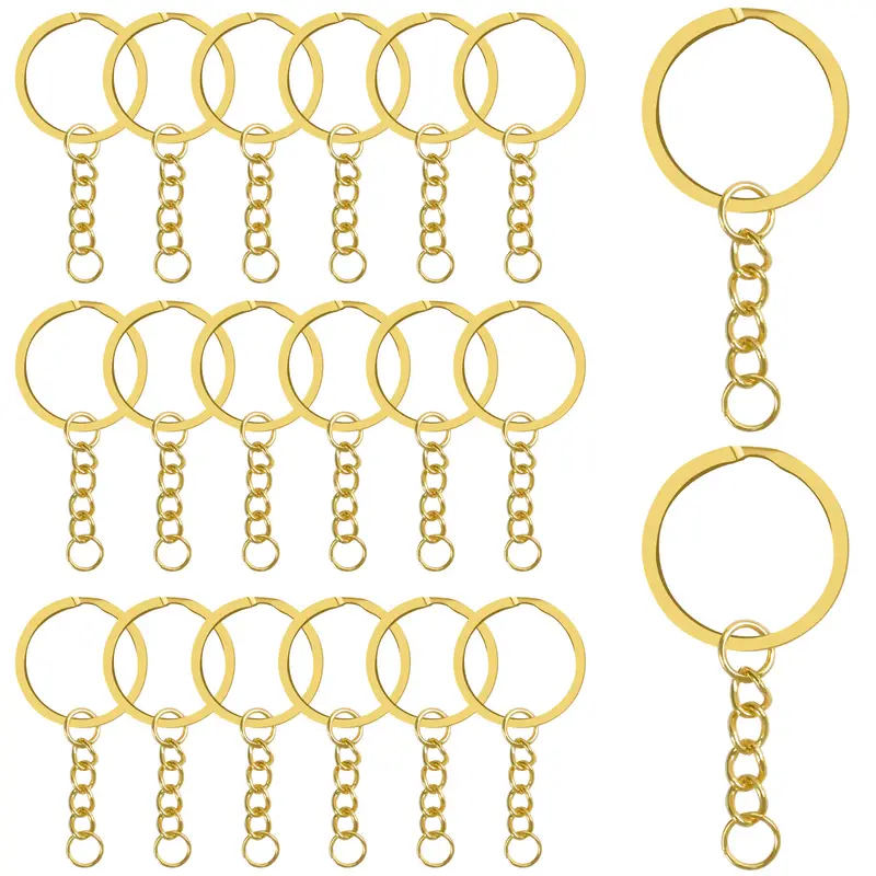 20pcs Key Rings with Chain, 25mm/0.98in Keyring Ring Set, Keyrings with Split Rings, Stainless Metal for Keys, Crafts Making Supplies,Temu