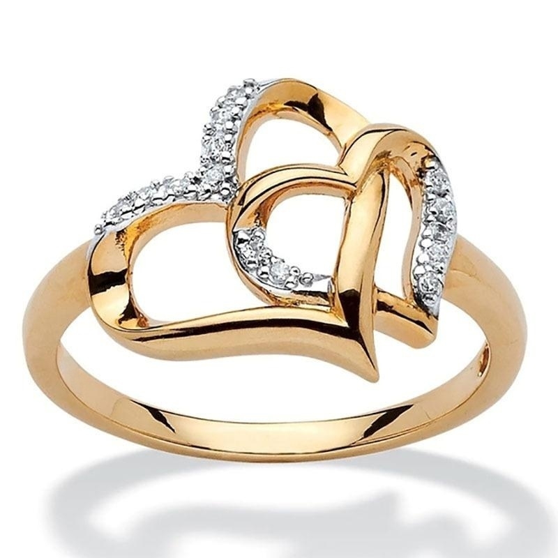 Dropship Irregular Design Peach Heart Lady's Gold Color Rings