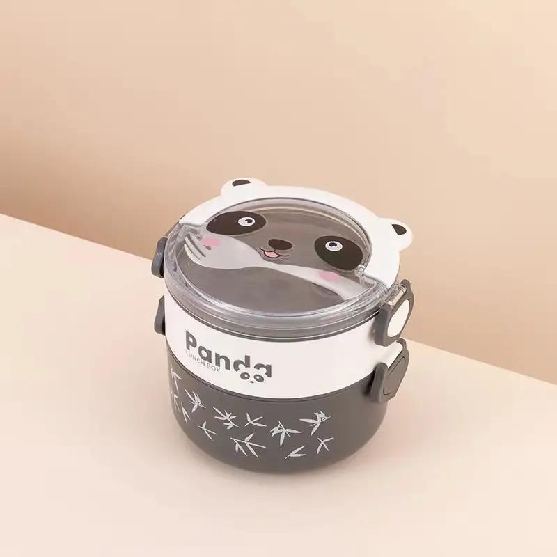 Cartoon Double Layer Lunch Box for Students & Workers, Leakproof Food Container