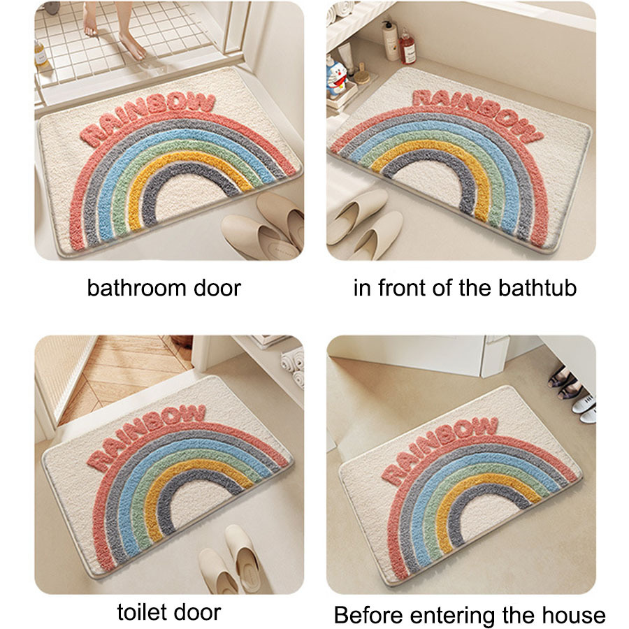 Rainbow Bath Mat Tufted Bath Rug Cotton Bath Mat Machine Washable Bathroom  Mat Soft Bathroom Décor Floor Mat Gift for Her 