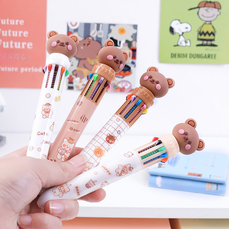 Kawaii Bear/Rabbit Cartoon Silicone 10 Colors Chunky Ballpoint Pen Cute  Multicolor Gel Pens School Office Supply Gift Stationery