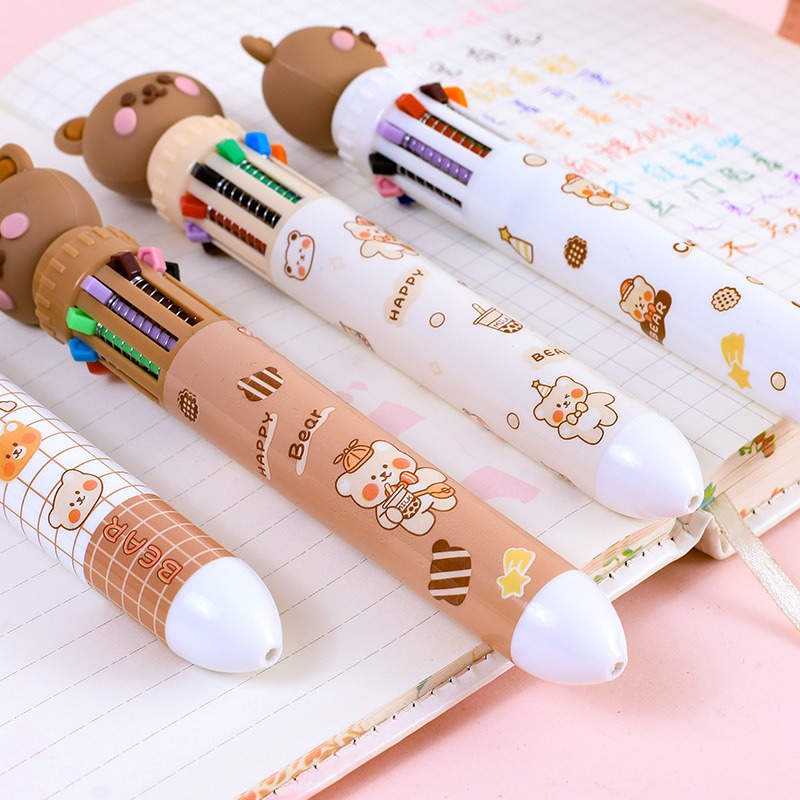 1pc 10colors Cute Bear Ballpoint Pen, Multi-color Ballpoint Pen