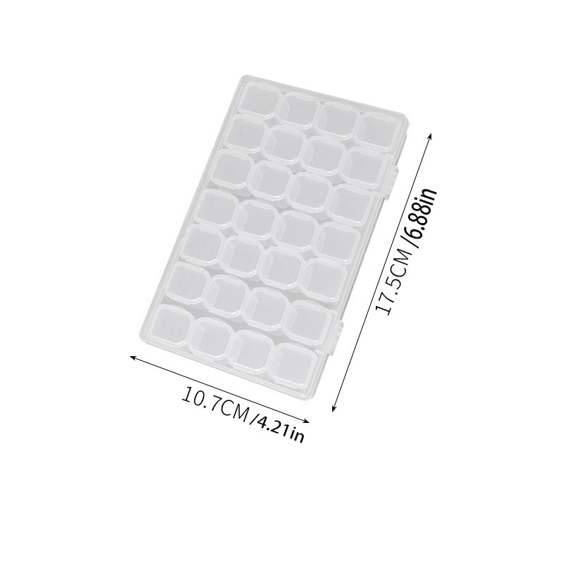 1pc 28-Grid Plastic Nail Art Storage Box,Rhinestone Organizer