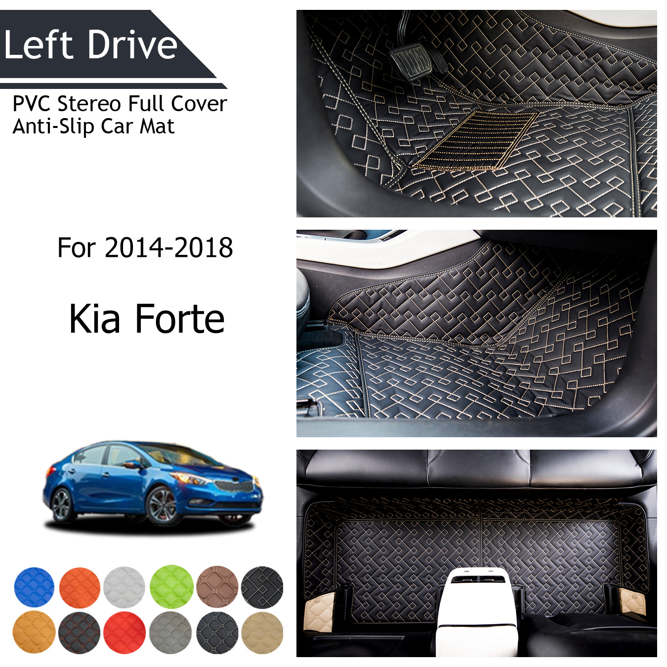 

Tegart[lhd]fits For 2014-2018 Kia Forte 3 Layer Pvc Stereo Full Cover Anti-slip Car Mat