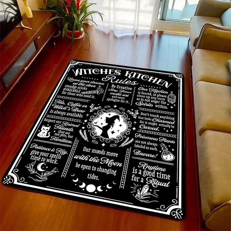 Witches Kitchen Rules Kitchen Rugs, Gothic Vintage Absorbent Non Slip Cushioned  Rugs, Stain Resistant Waterproof Long Strip Floor Mat, Comfort Standing Mats,  Living Room Bedroom Bathroom Kitchen Sink Laundry Office Area Rugs