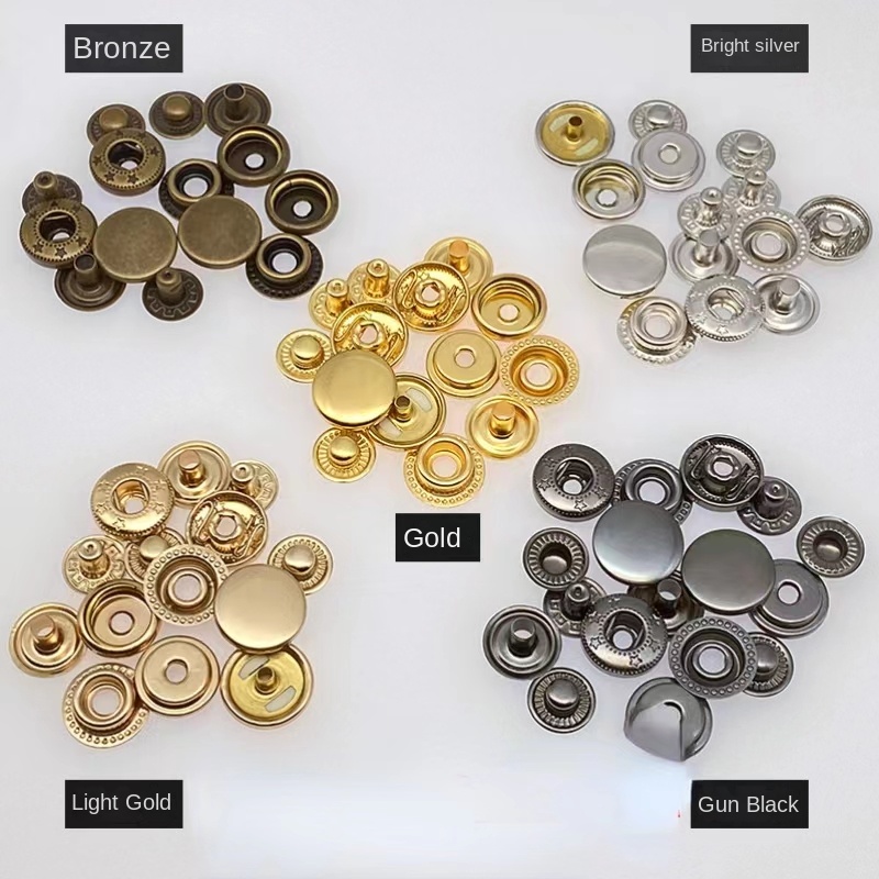 20pcs Antique Brass Snap Fastener Metal Button Metal Press Snap Button  Copper Buttons Snap Stud Cap Socket Set