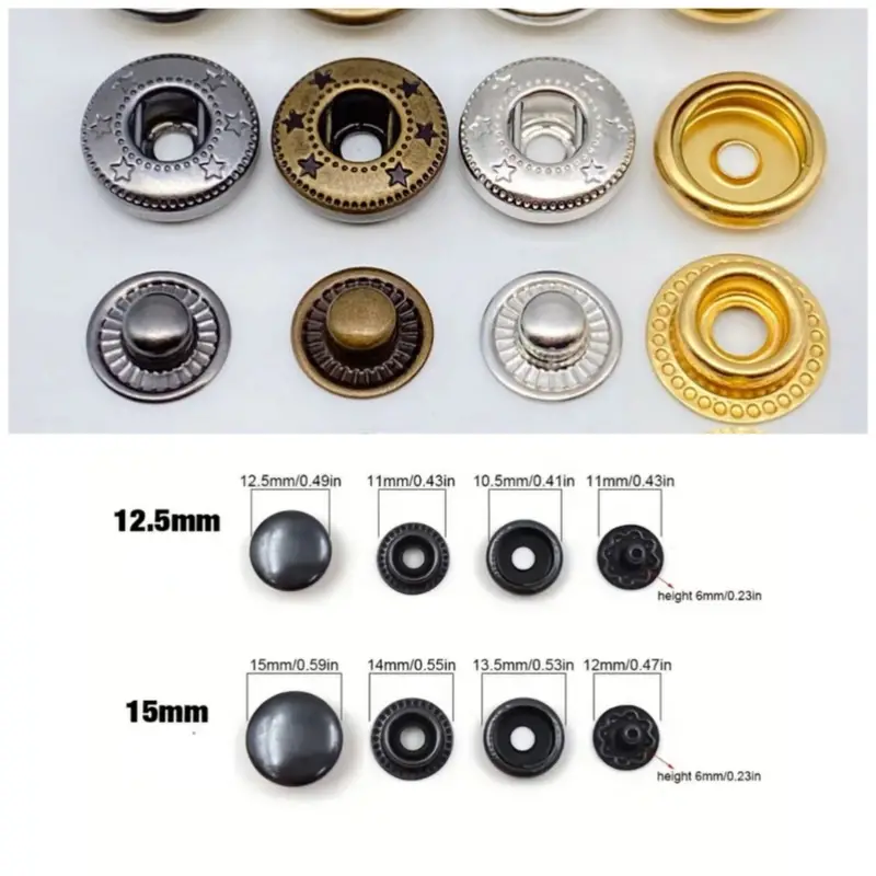 20pcs Antique Brass Snap Fastener Metal Button Metal Press Snap