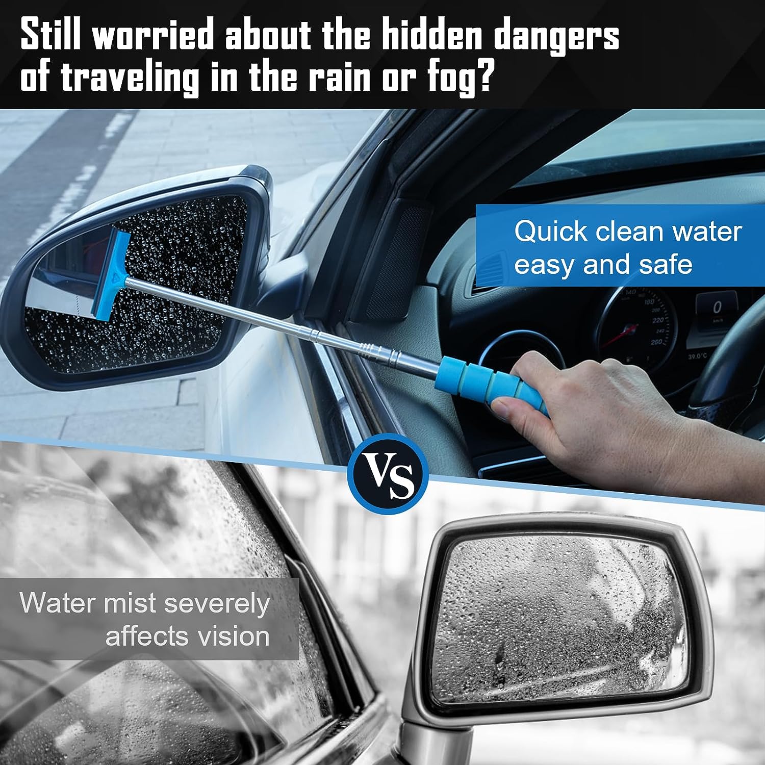 Car Rearview Mirror Small And Retractable Wiper, Windshield Wiper
