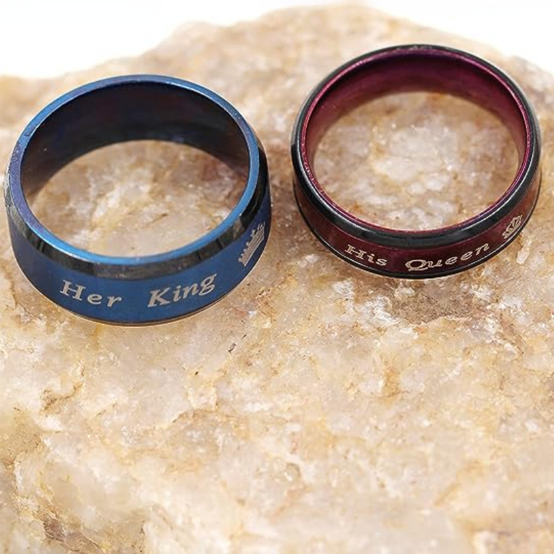 King and Queen Rings, King & Queen Rings, King Queen Wedding Ring, King  Queen Wedding Bands, King Ring, Queen Ring, Matching Ring Set, 2 Piece  Couple Set Blue Tungsten Rings King 