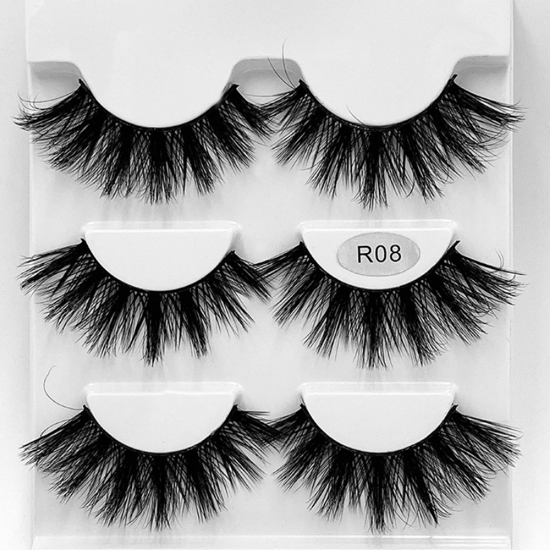 3 Pairs Fluffy 3D False Eyelashes Thick Curling Faux Mink