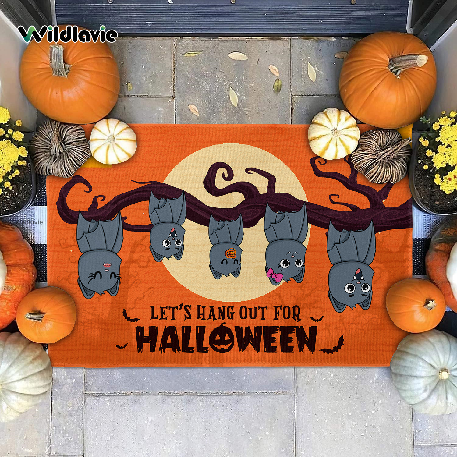 Let's Hang Out For Halloween Bat Door Mat Non-slip Easy To Clean Thick Bath  Mat For Entryway Living Room Floor Carpet - Temu