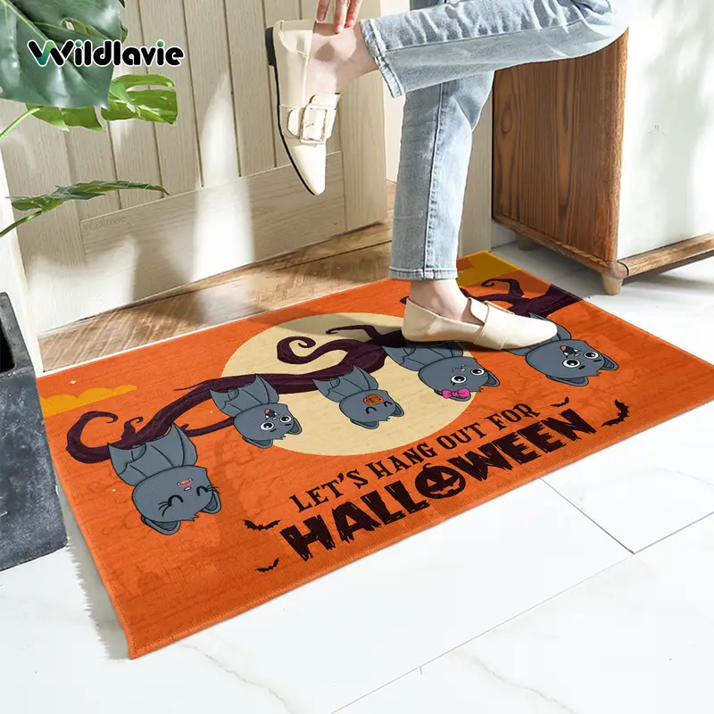 Let's Hang Out For Halloween Bat Door Mat Non-slip Easy To Clean Thick Bath  Mat For Entryway Living Room Floor Carpet - Temu