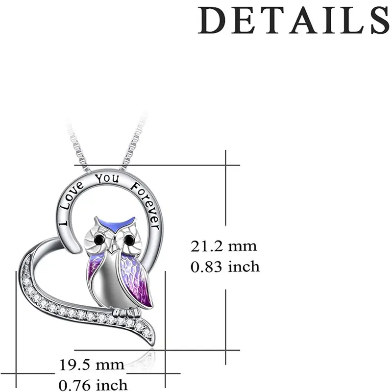 2Pcs/set Pendant Necklace + Card To My Daughter Granddaughter, Girl Purple Owl Pendant Necklace + Card Halloween Christmas Party Anniversary Gift Jewelry
