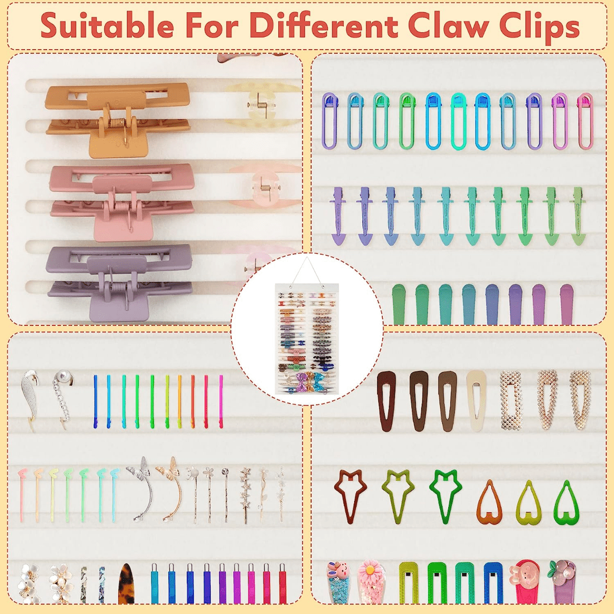  SLNZAPTY Large Hair Claw Clip Organizer Holder, Hanging Hair  Accessories Storage for Women Girls, Hair Accessory Display Stand for Wall,  Door, Closet（Pack of 1） : Home & Kitchen