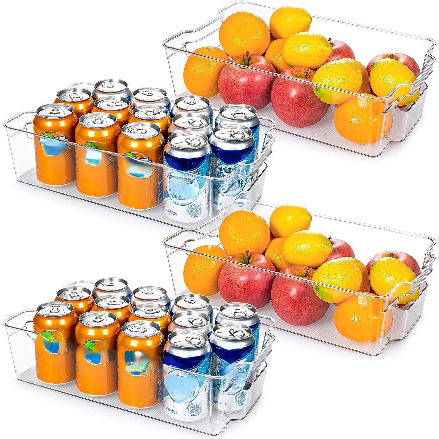 Refrigerator Organizer Bin With Handle Clear Plastic Bins For Fridge Freezer