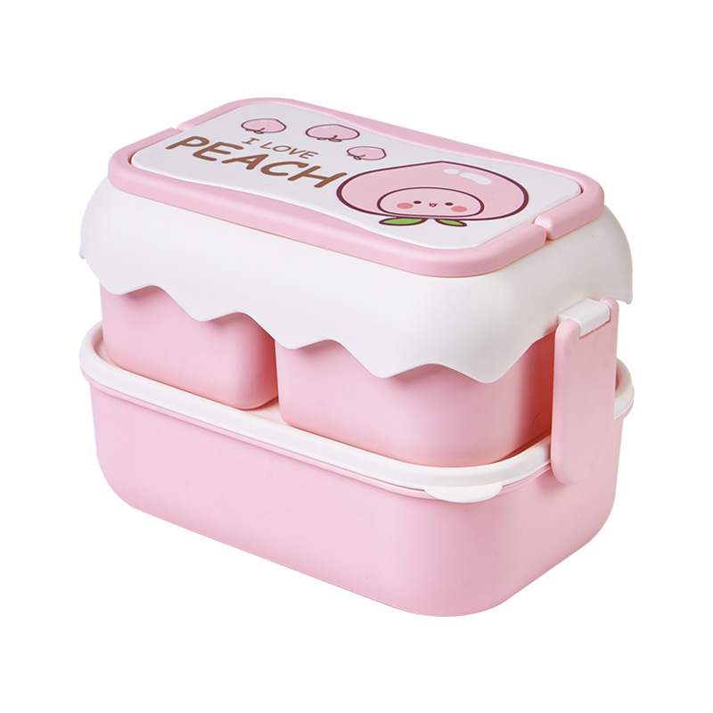 Kawaii Portable Lunch Box For Girls School Kids Plastic Picnic