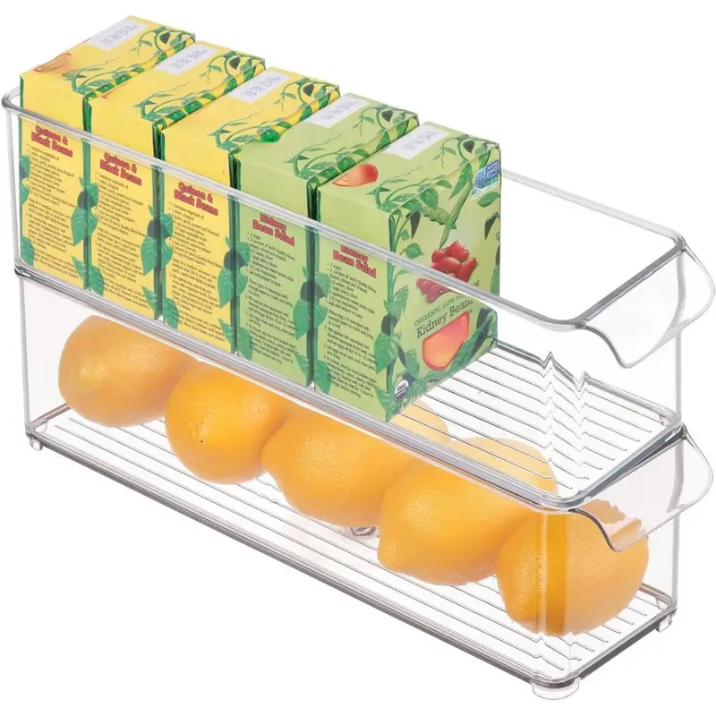 Stackable Divided Refrigerator Organizer Bin Clear Kitchen - Temu Canada