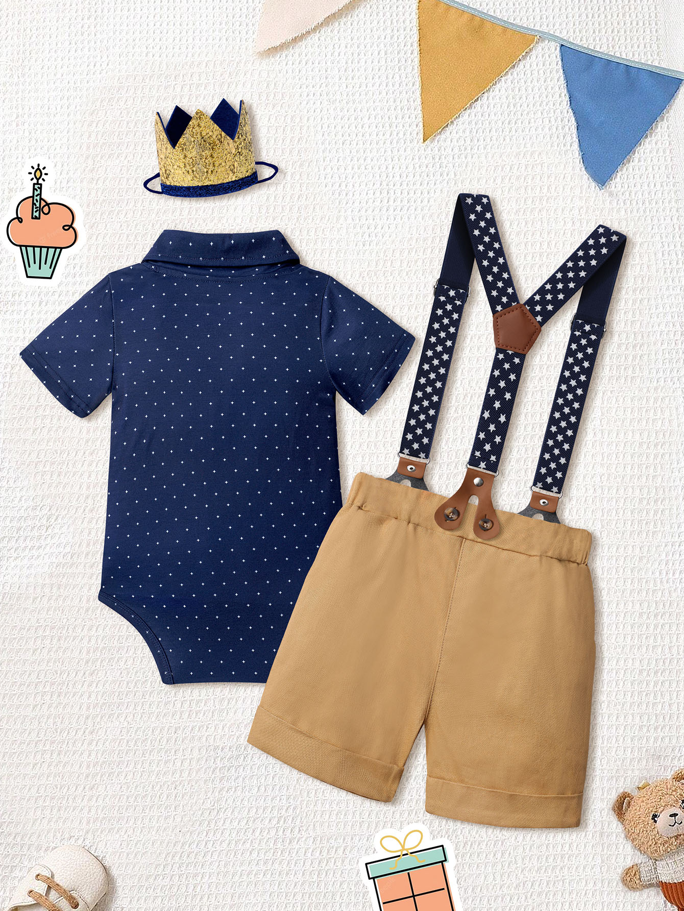 Boys First Birthday Outfit Cake Smash Baby Blue and Navy 1 2 