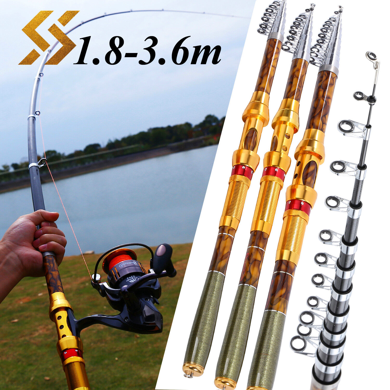 Fishing Rod and Reel Combo - 72-inch Fiberglass Pole and Spinning