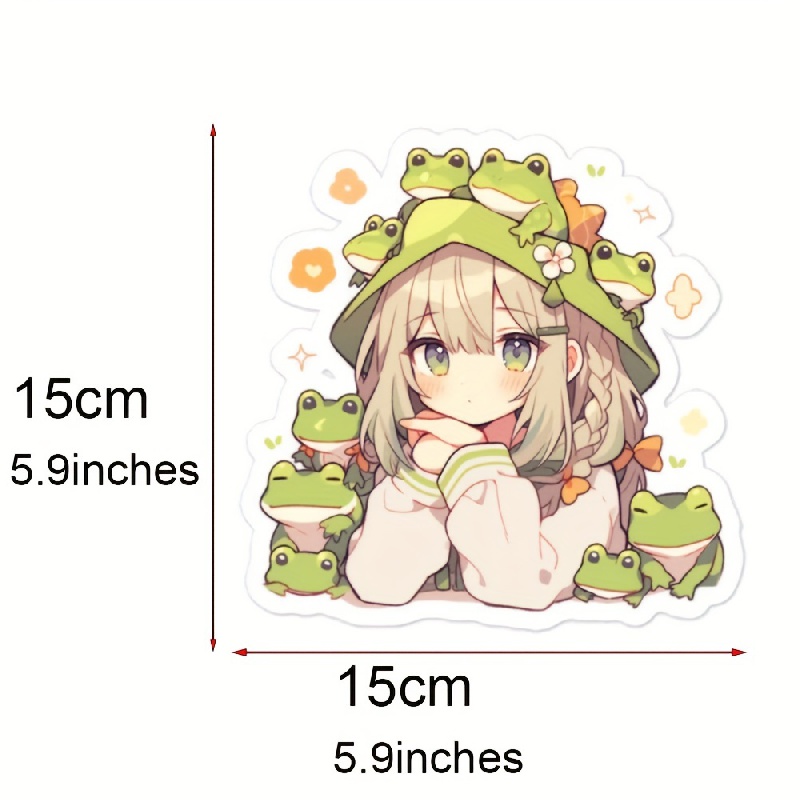 Cute Anime Girl & Frogs Vinyl Sticker, Adorable Animation Perfect For  Laptops Car Sticker External Accessories Waterproof Vinyl Decal - Temu