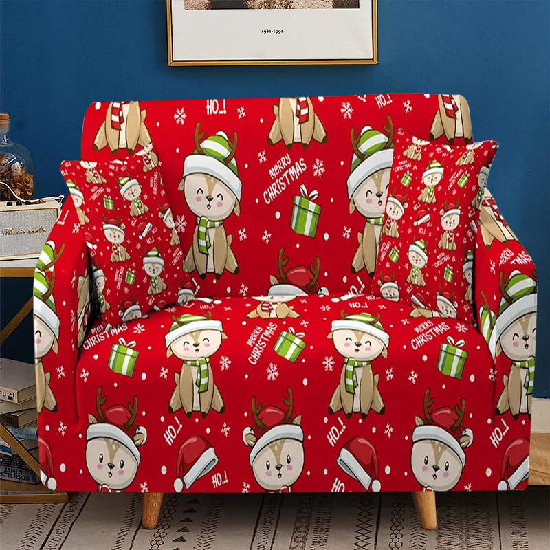 Retro Sofa Slipcover Christmas Coffee Red Woven Plaid Non - Temu