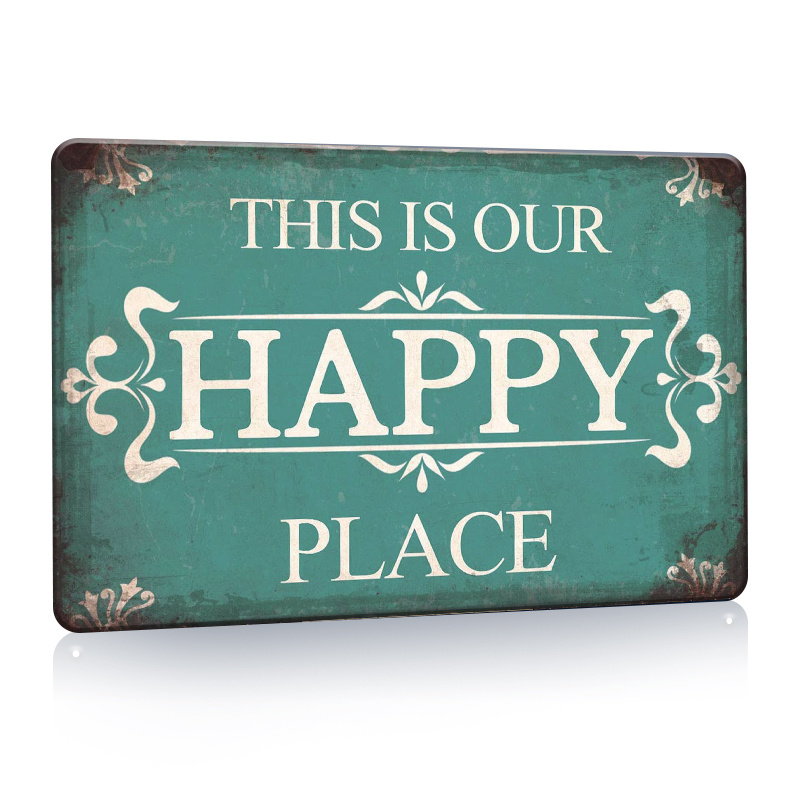 

1pc Retro Porch Sign, Metal Sign Porch Decor For Home, Bar, Farmhouse, Kitchen Metal Wall Sign - This Is Our Happy Place, 12x8 Inches Iron Painting