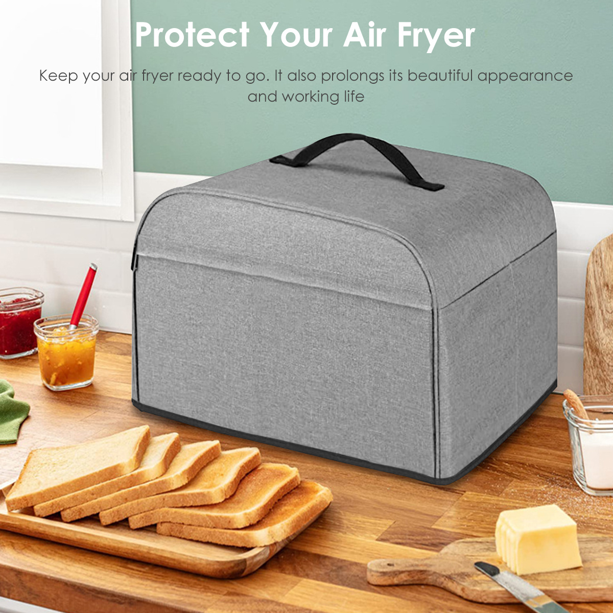 Dust Cover Compatible with Ninja Foodi Grill (AG301, AG302, AG400) and  Accessories,Water Resistant Air Fryer Cover with 6 Storage Pockets,Black