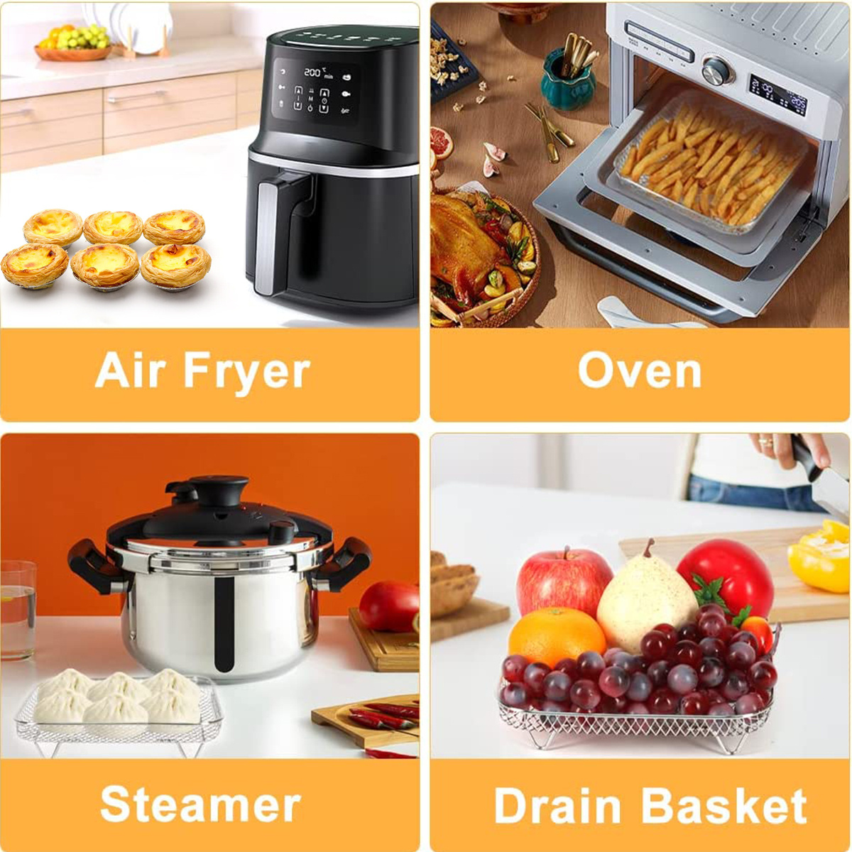 304 Stainless Steel Air Fryer Accessories With 5 Barbecue - Temu