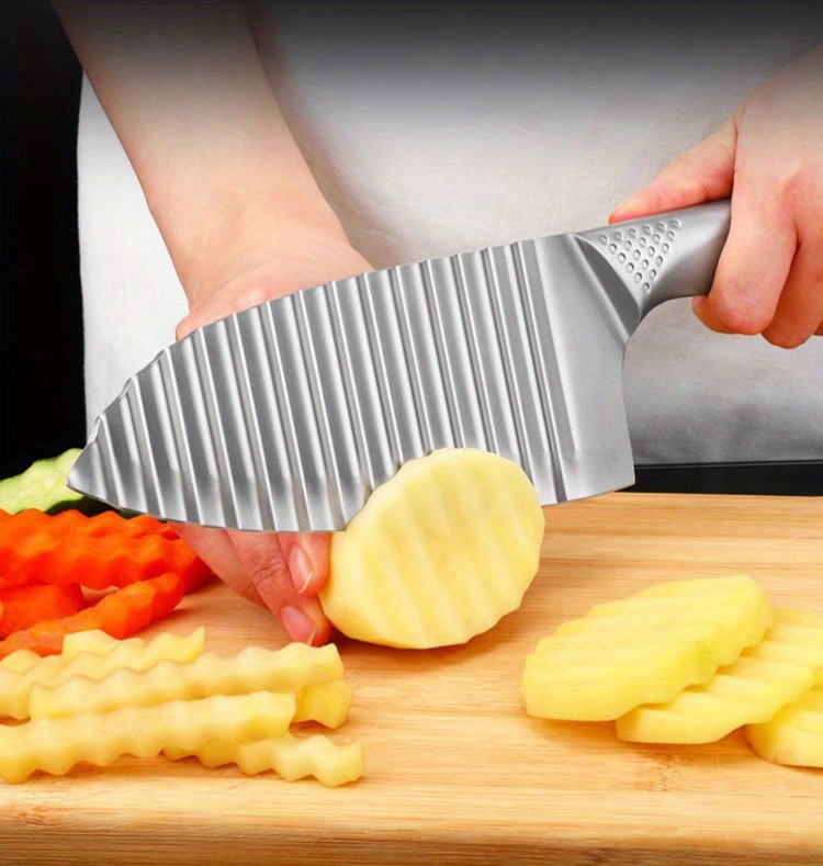 2 Pcs Potato Crinkle Cut knife, Stainless Steel Wavy Slicer