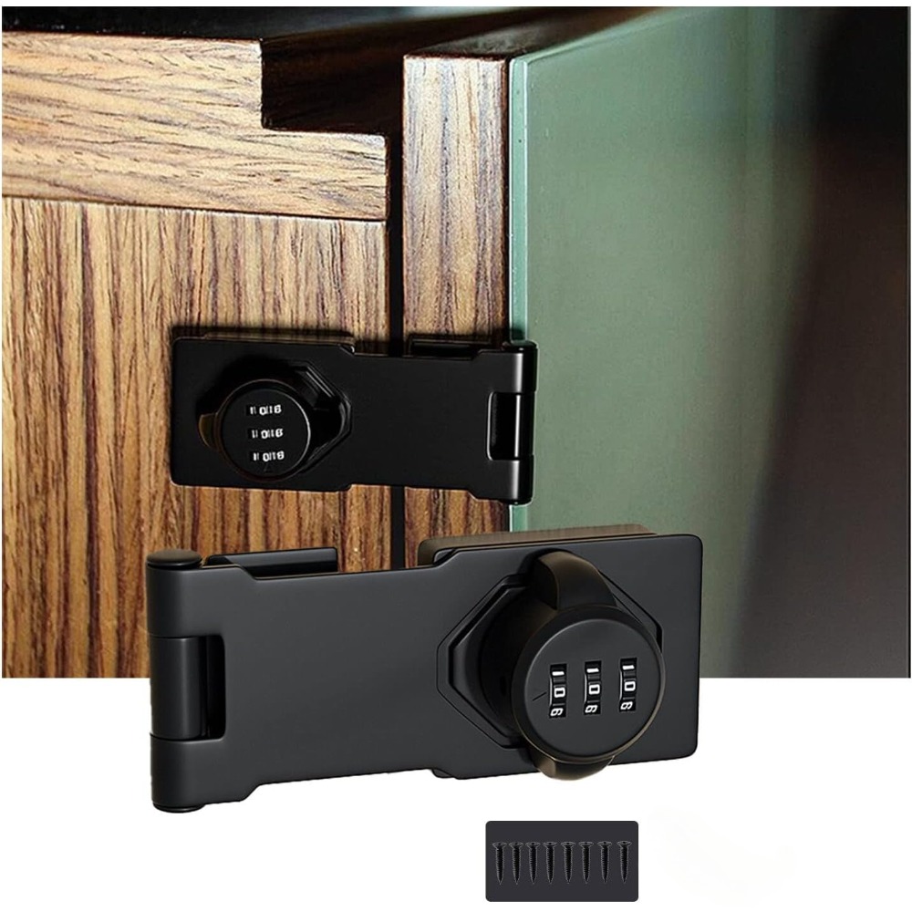 

Cabinet Password Lock, No Punching Anti-theft 3 Digit Combination Lock, Keyless Sliding Door Lock Privacy Locks For Closet Drawer File Cabinet