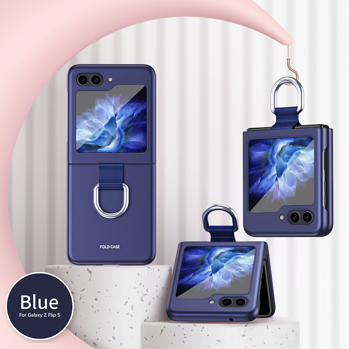 Funda de silicona con anillo Samsung Azul para Galaxy Z Flip5 - Funda para  teléfono móvil