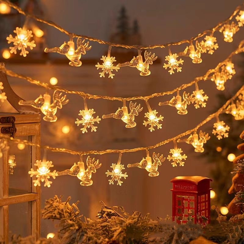 Led Christmas Light String, Snowflake Elk Christmas Tree Light