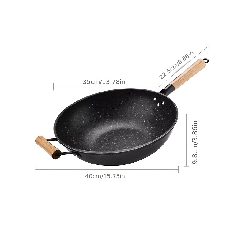 Volcanic Rock Wear-resistant Non-stick Pan Light Smoke Less Oil Household  Wok Stove Gas Induction Cooker Special Flat Bottom Wok - AliExpress