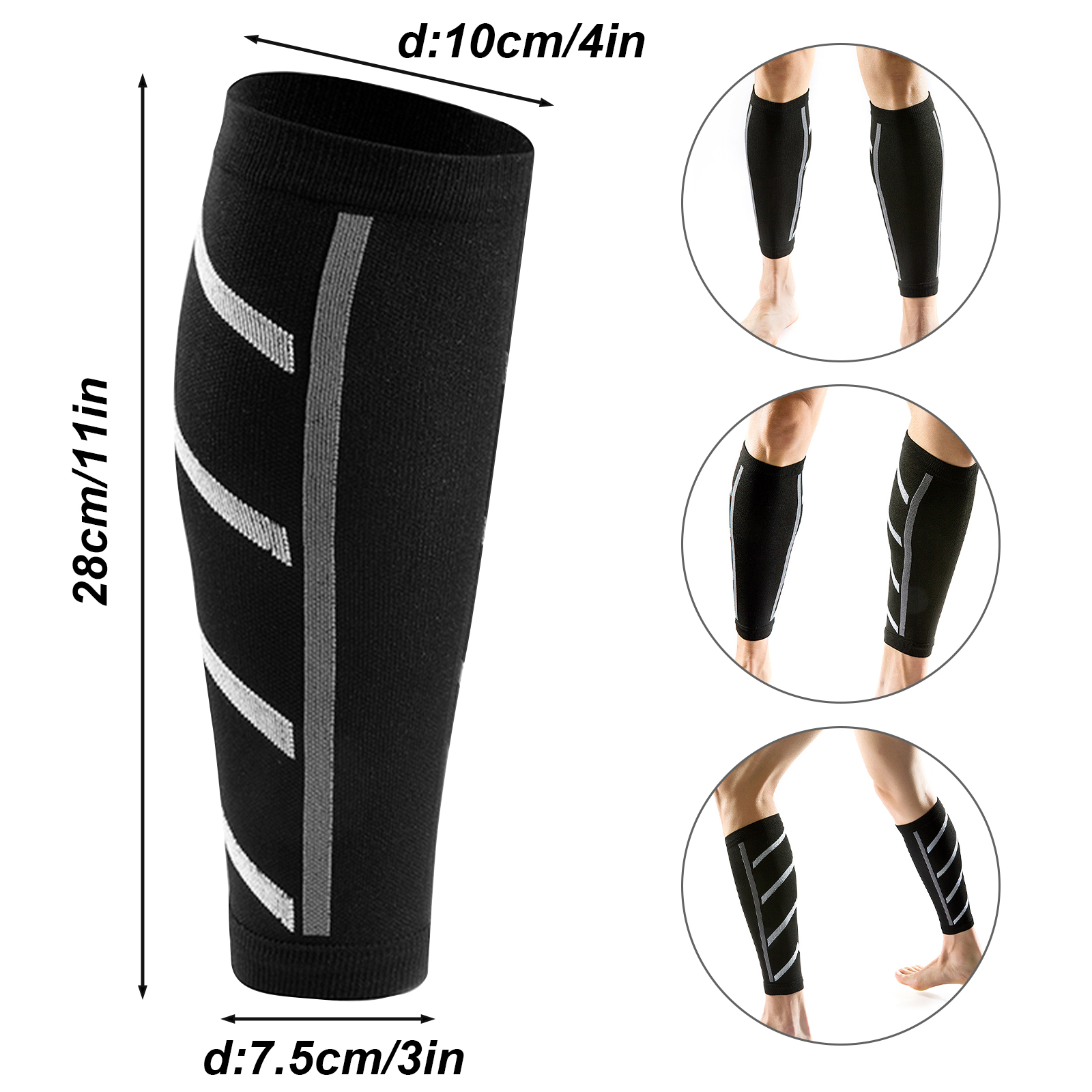 3 Pair Compression Calf Sleeve Running Leg Support Brace Sport