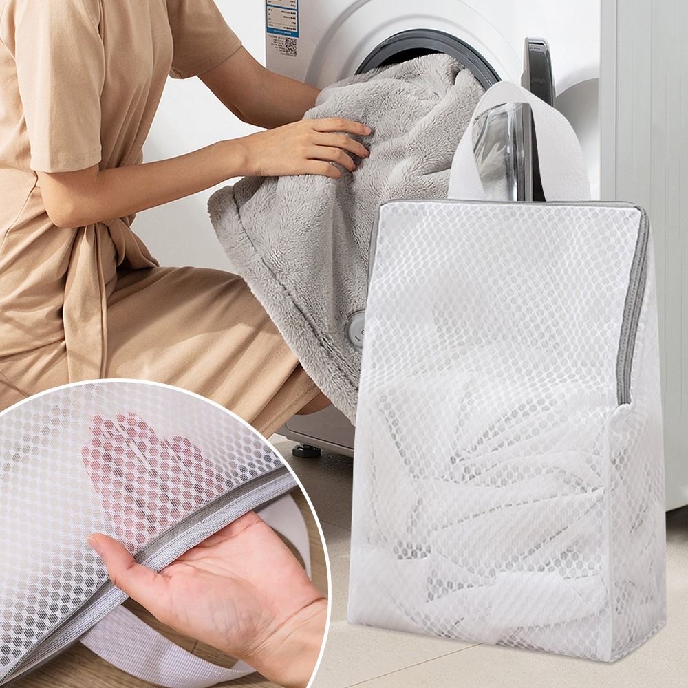 Mesh Laundry Bag, Melamine Sponge Honeycomb Laundry Net Zipper