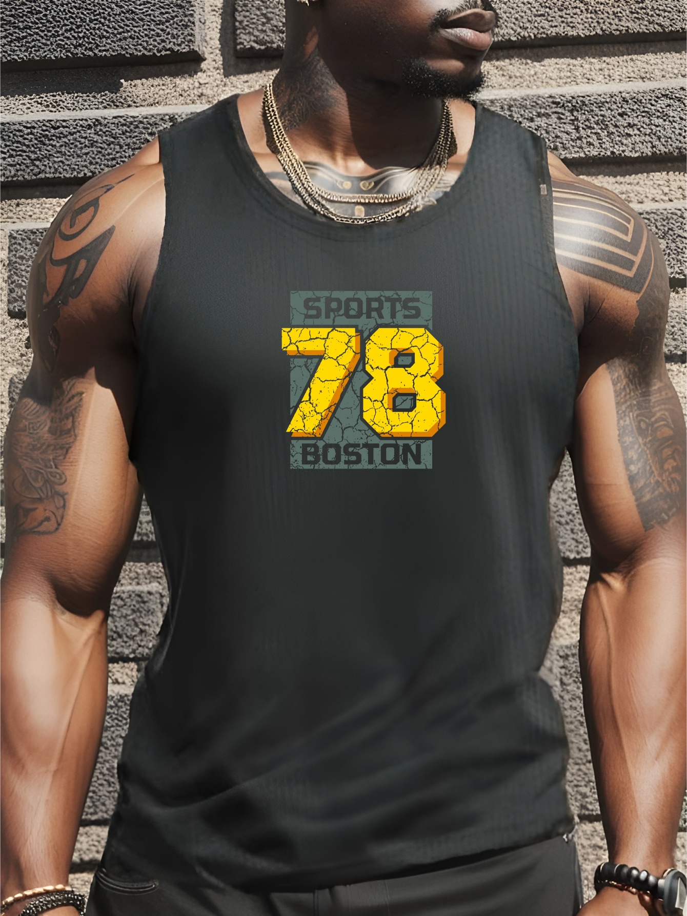 Boston' Men's Casual Sleeveless Tank Tops, Camisole Top, Men's Breathable Vest for Fitness, Workout, Training Summer Clothes,Yellow,Temu