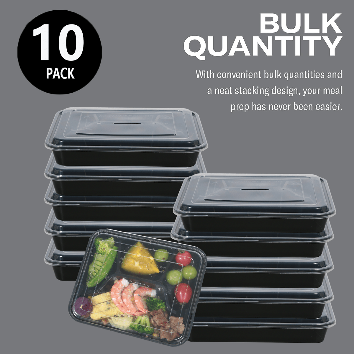 50pcs, 1L/33.8oz Meal Prep Containers, 4 / 5 Compartments Plastic Food  Storage Containers With Lids, Stackable To Go Containers, Disposable Lunch  Boxe