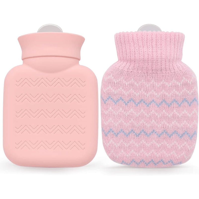 320ml Hot Water Bottle with Knited Cover, Mini Hot Water Bag for Pain  Relief, Waist, Back, Neck, Shoulders, Small Leak Proof Hot Water Bottle  with