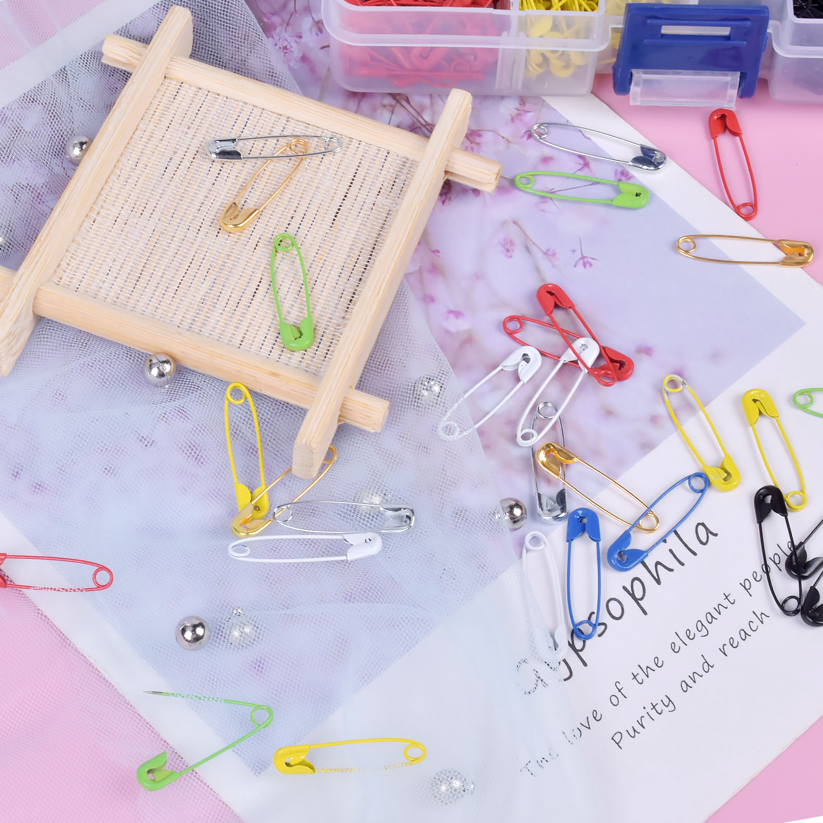 Safety Pin With Storage Box 7 Sizes - Temu