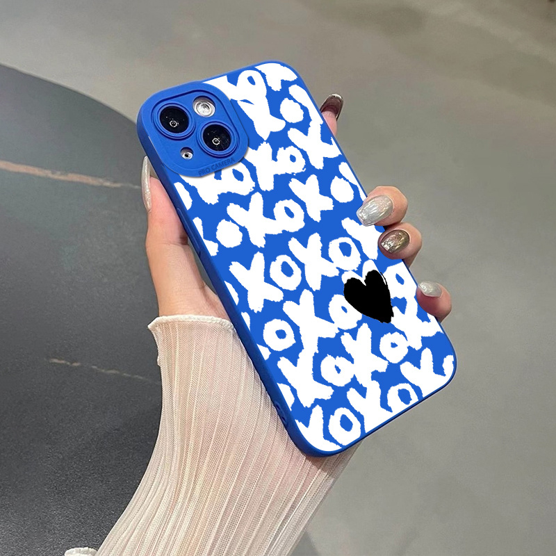 Heart & Letter Y Graphic Silicone Phone Case For Iphone 11 14 13 12 Pro Max  Xr Xs 7 8 6 Plus Mini Luxury Matte Original Blue Shockproof Soft Cover Cases  - Temu