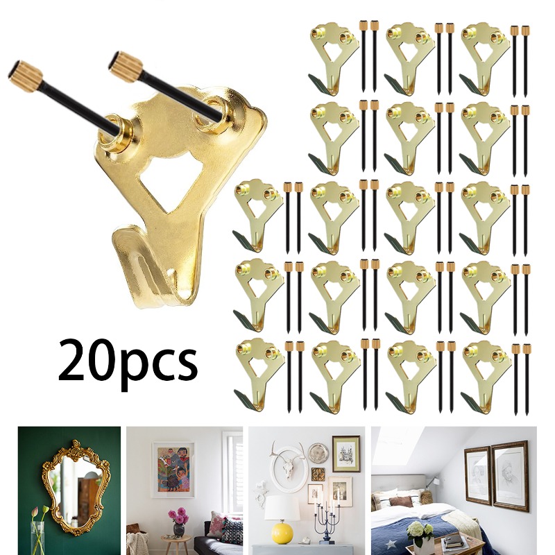20pcs Picture Hanging Hooks, Picture Hangers 10-100lbs, Picture Hanging  Hardware, Picture Hooks For Hanging With Nails On Drywall