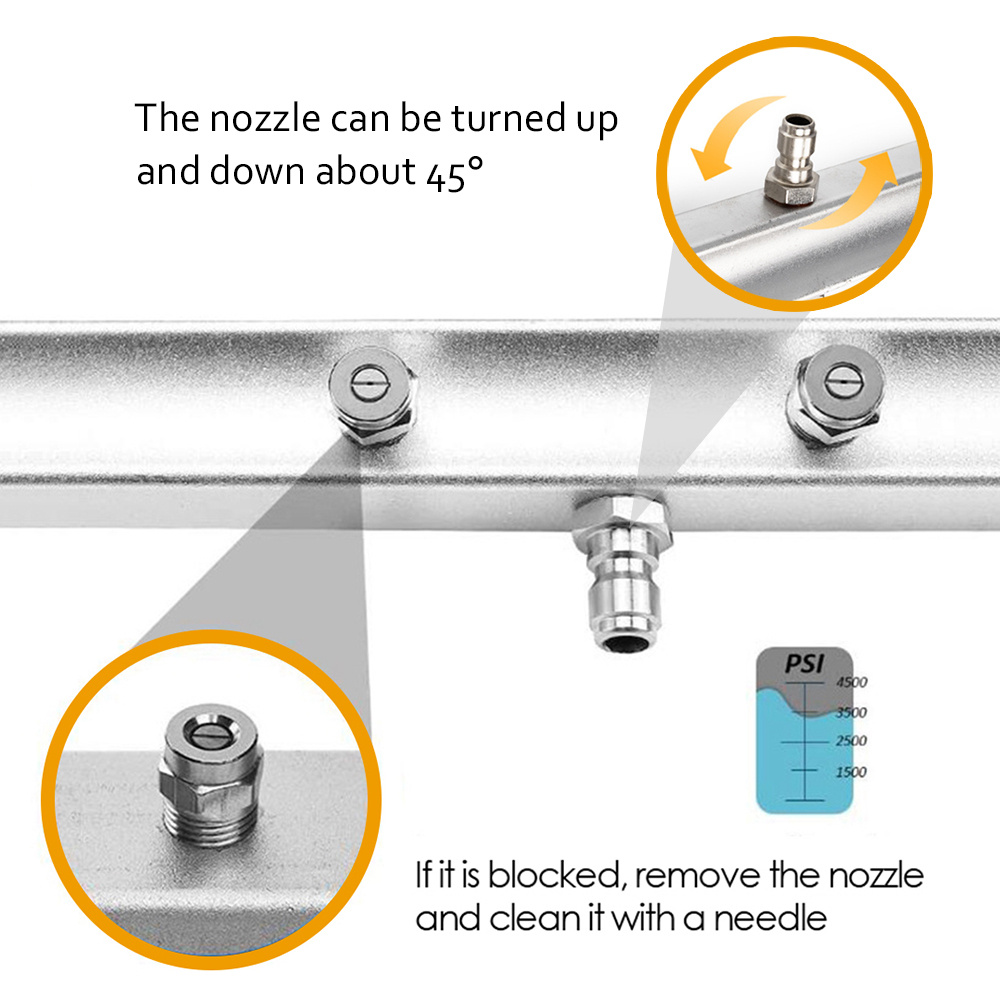 1pc High Pressure Washer Undercarriage Cleaner Water Broom, 22 Surface  Cleaner With 3 Pieces Extension Wand, 2 In 1 Quick Connect Pivot Coupler  4000